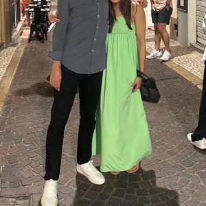 Zara tiered poplin midi dress - intense green (neon)